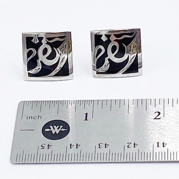 Vintage 900 Silver Scroll Design Cuff Links - Picture 6 of 8